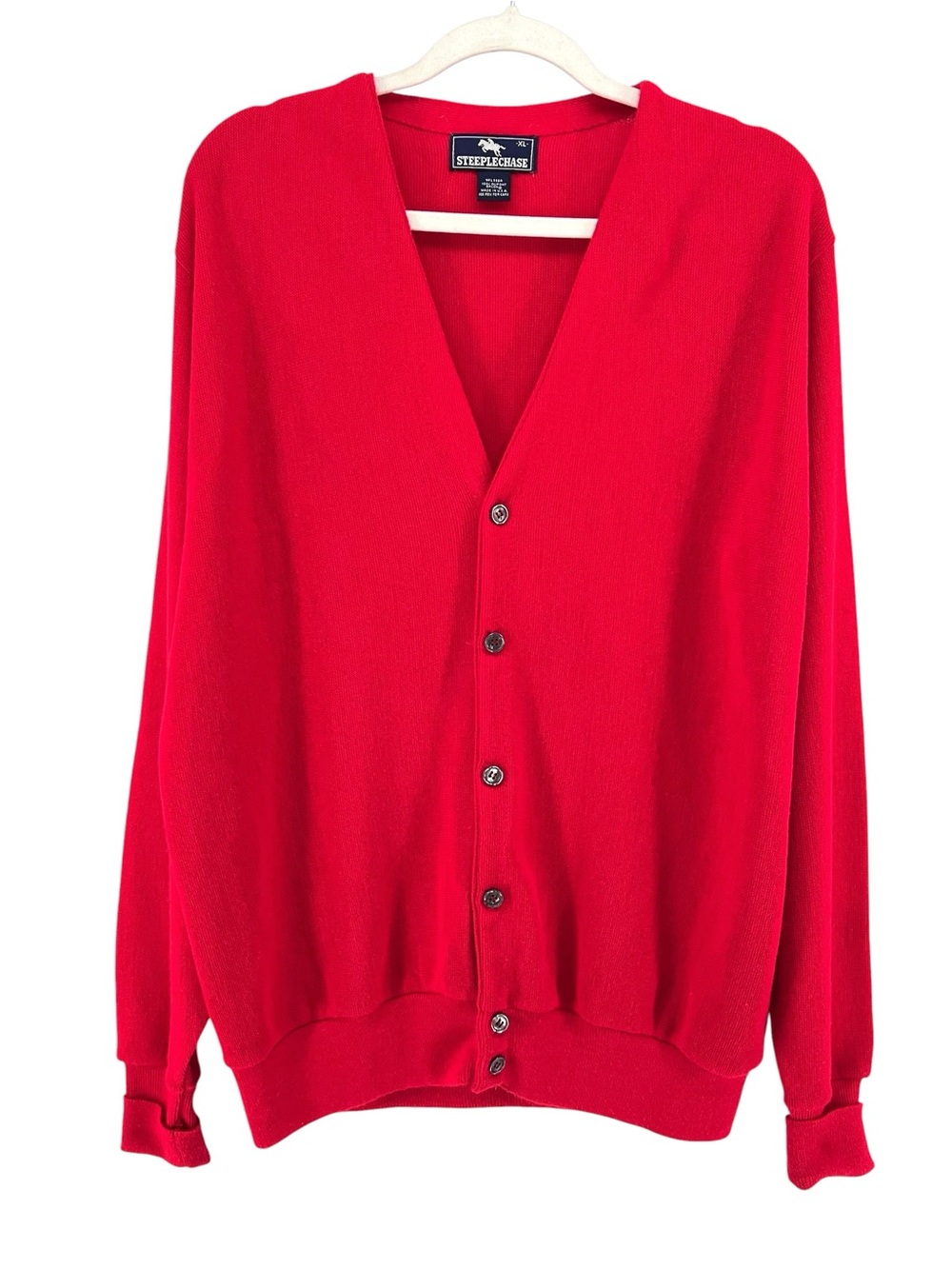 Vintage 90s Grandpa Cardigan Sweater Sz XL  Red USA Preppy Ivy Academia Holiday